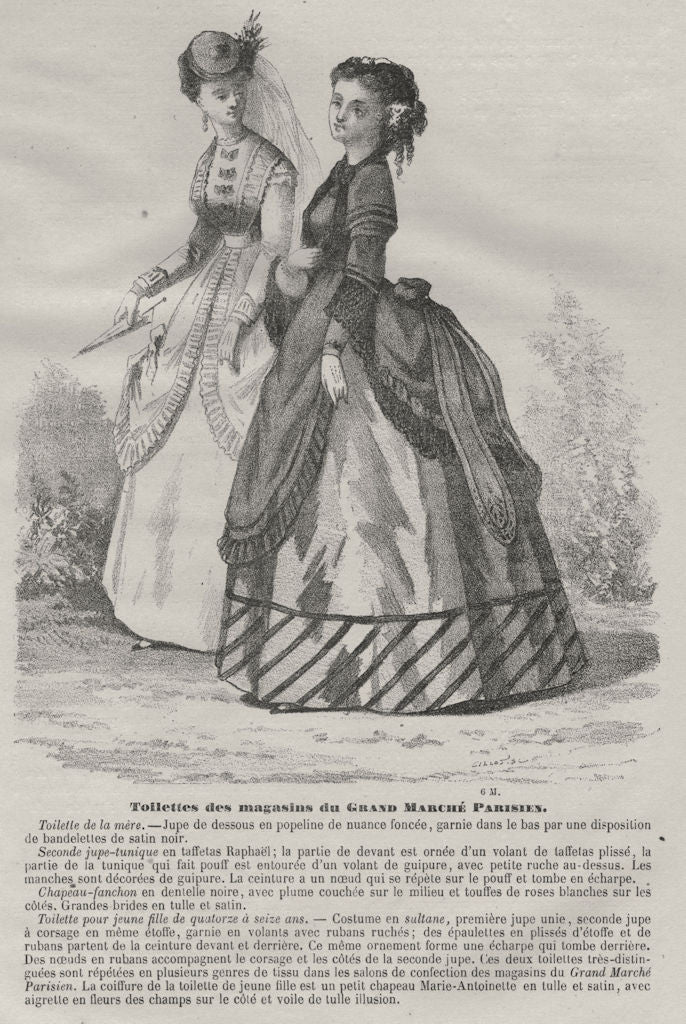 FASHION. Elegant Parisian ladies 1869 old antique vintage print picture